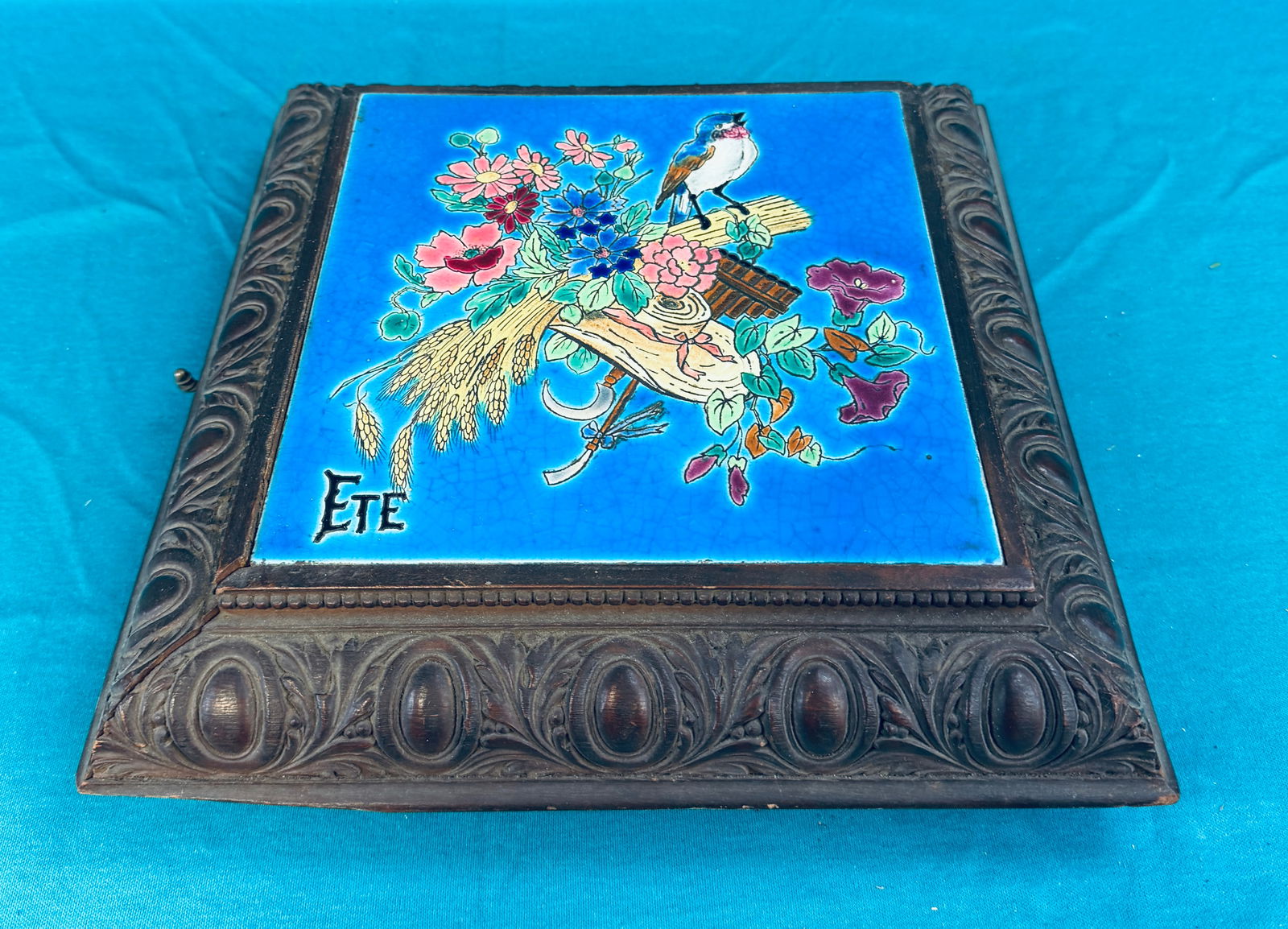 Antique Musical Trivet / Stand With Inset Tile (1 of 4)