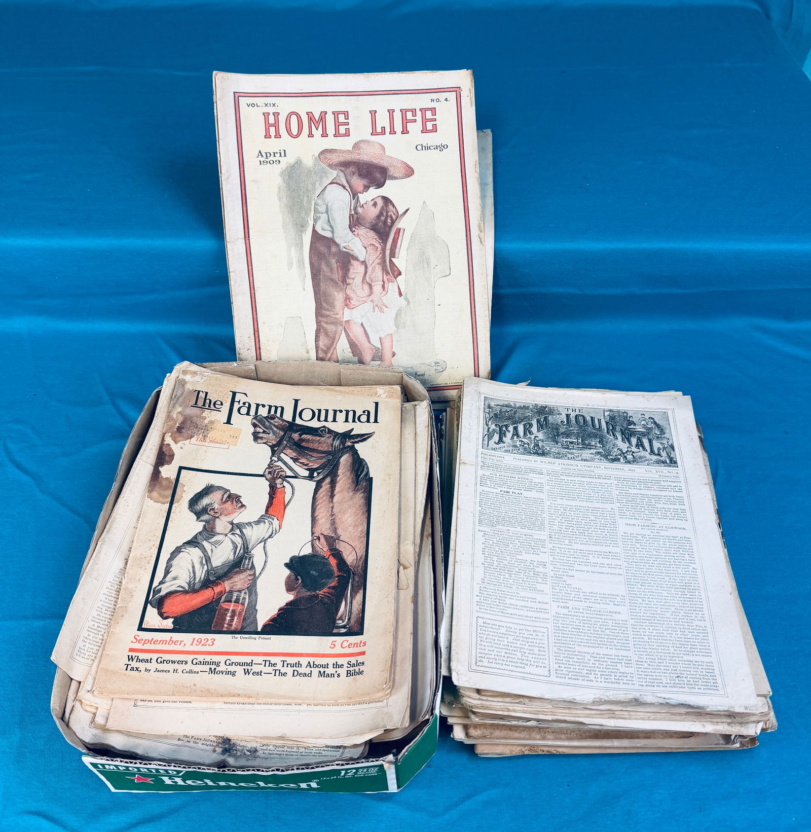 Lot 1880-1920's Magazines The Farm Journal Etc: Lot of circa 1880-1920's magazines most of which are The Farm Journal along with a couple others such as The Modern Priscilla and Home Life. Condition - varies as shown.