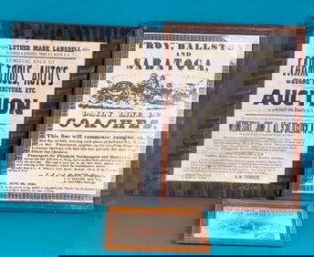 Lot 3 framed Items Early N.H. Auction Notice Etc