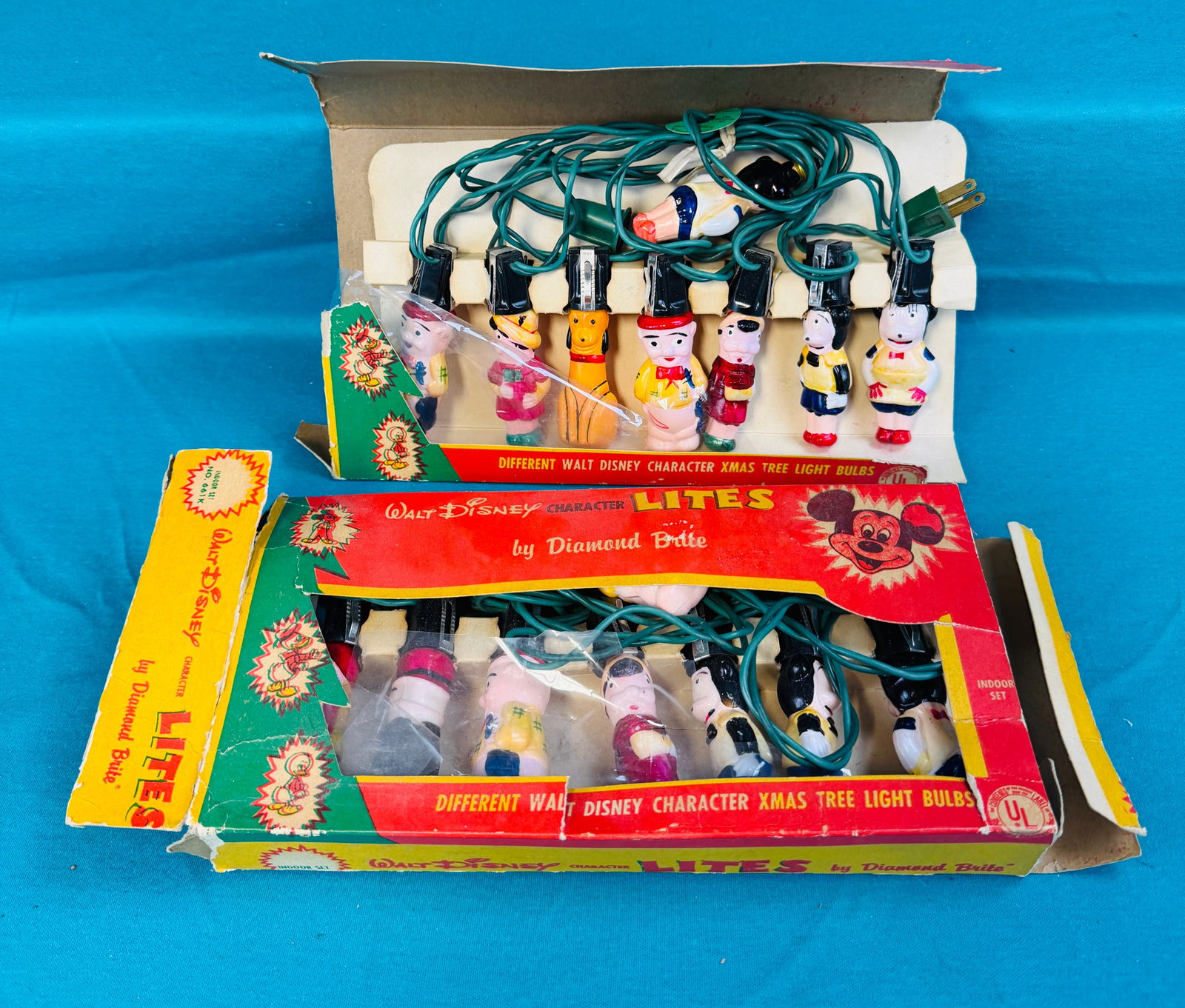 Lot 2 Sets Vintage Walt Disney Character Figural Christmas Tree Lights (1 of 4)