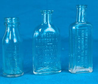 Lot 3 Clear Antique Bottles