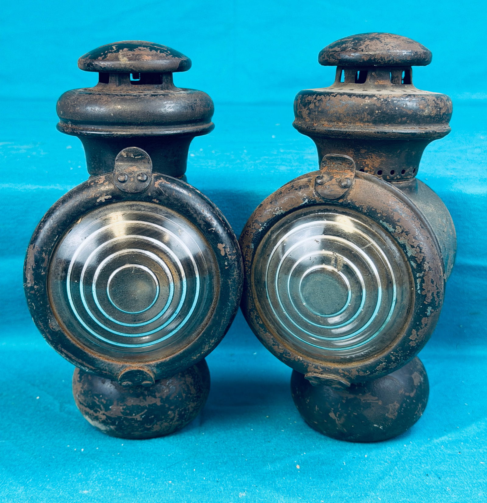 Pair Original Early Buggy Or Automobile Lamps (1 of 5)