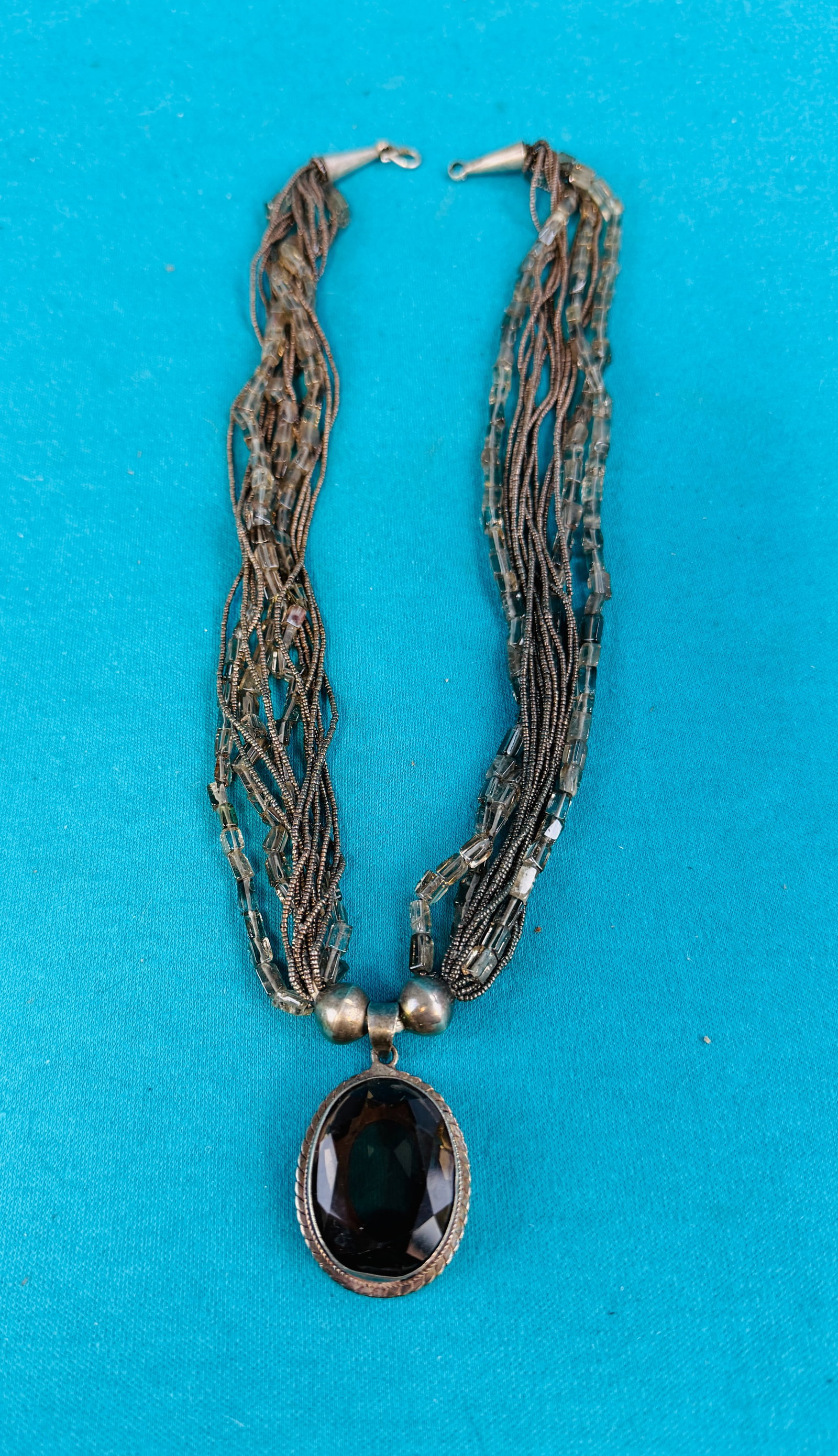 Sterling Necklace with Stone Pendant Etc (1 of 7)