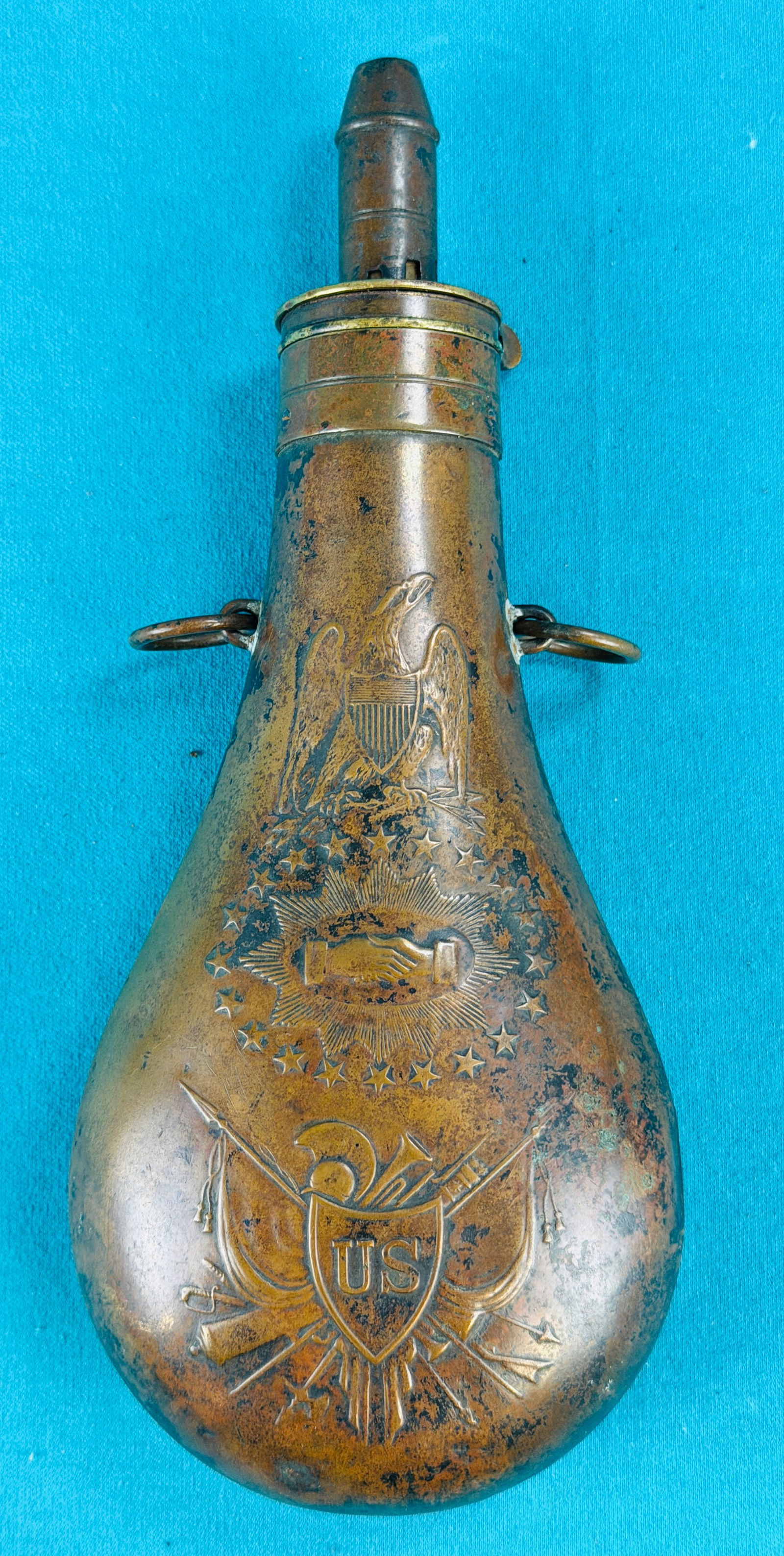Dated 1850 Batty Peace Flask with Oval Stars (1 of 10)