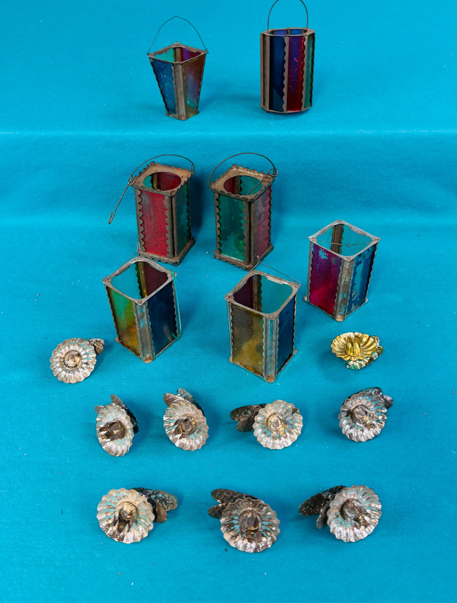 Antique Glass & Tin Christmas Candle Lanterns (1 of 2)