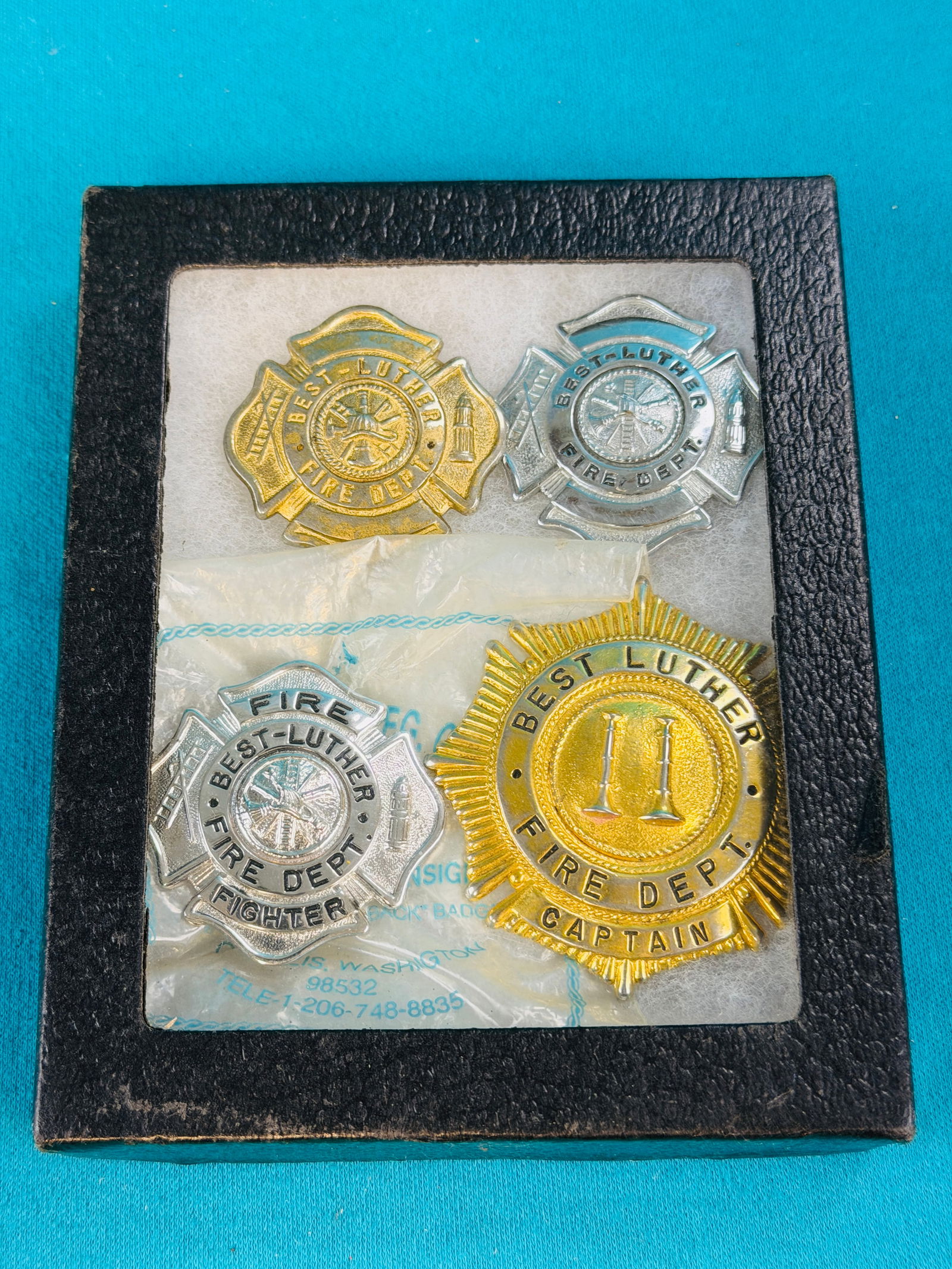Lot 4 Best Luther Fire Department Badges (1 of 3)