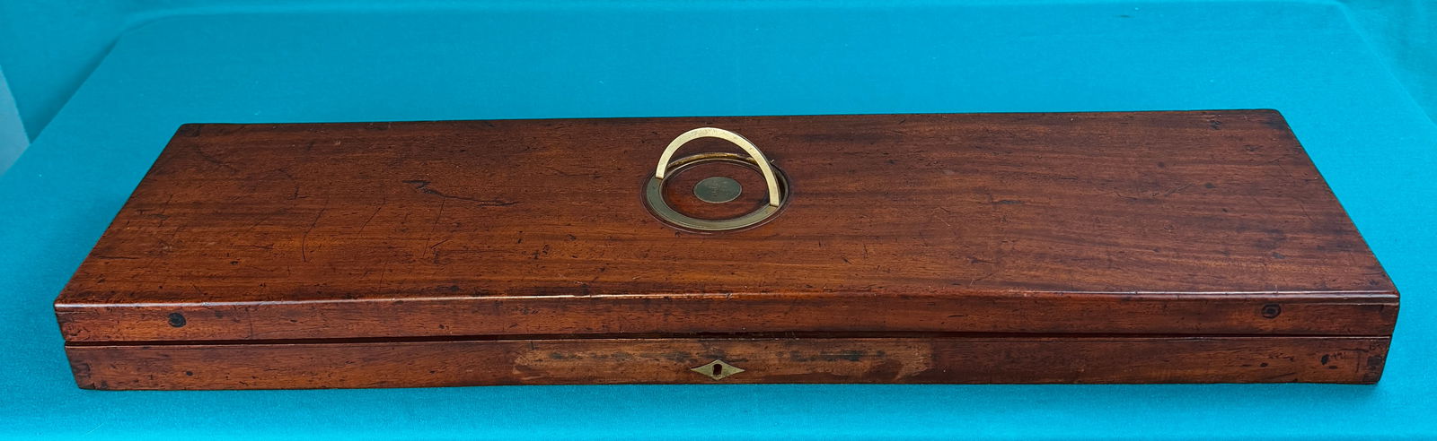 Mahogany Gun Case with Inlaid Brass Top Handle (1 of 6)