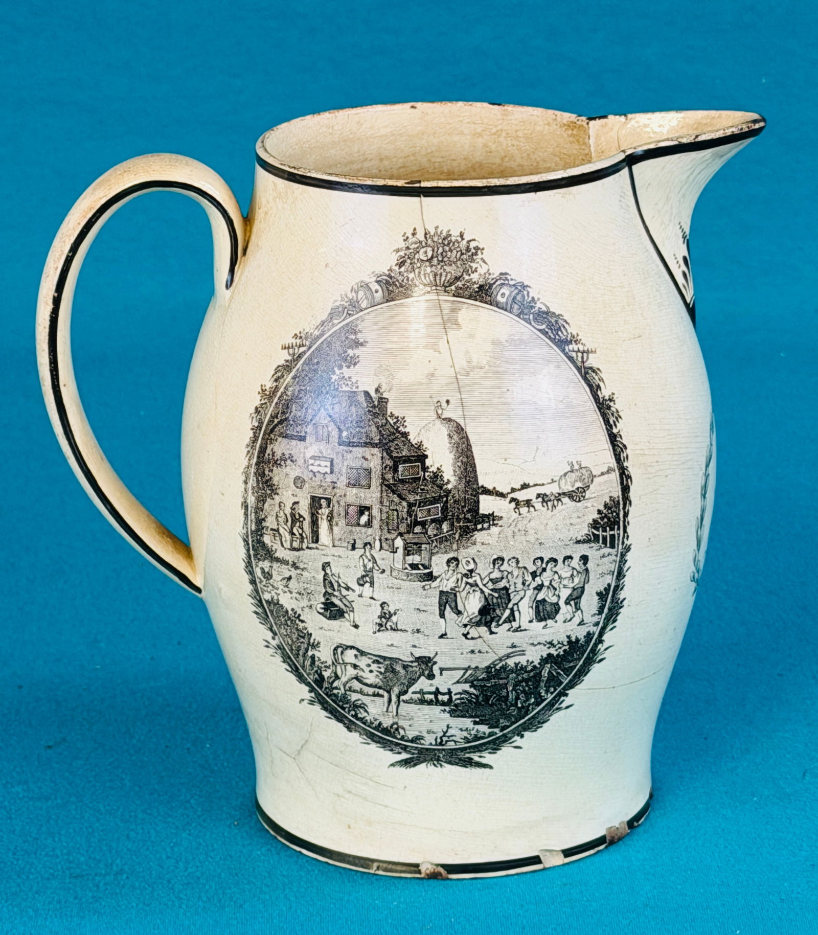 1770 The Farmers Arms Liverpool Creamware Jug (1 of 9)