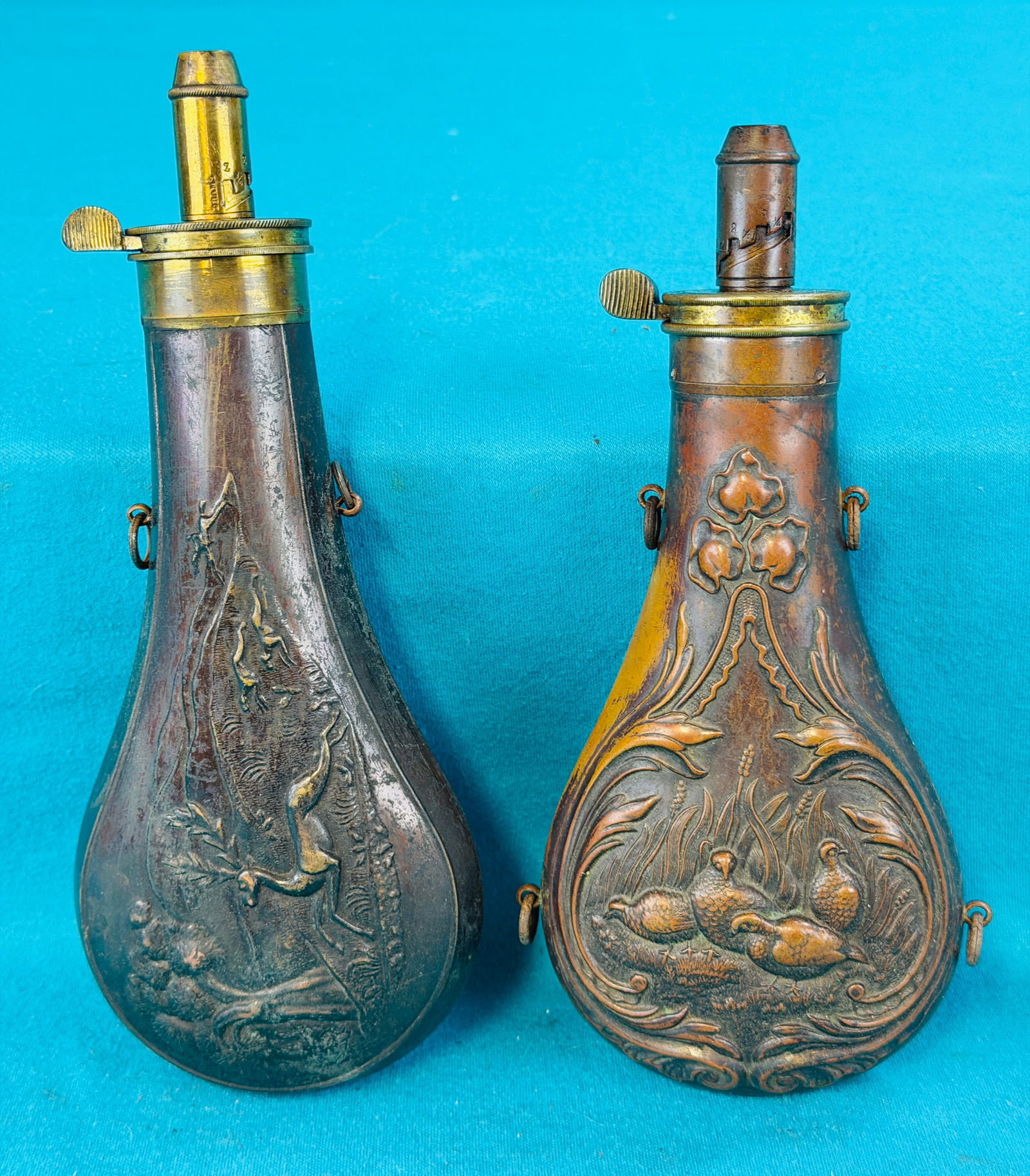 Powder Flasks: J Matthewman & Am Flask & Cap Co (1 of 5)