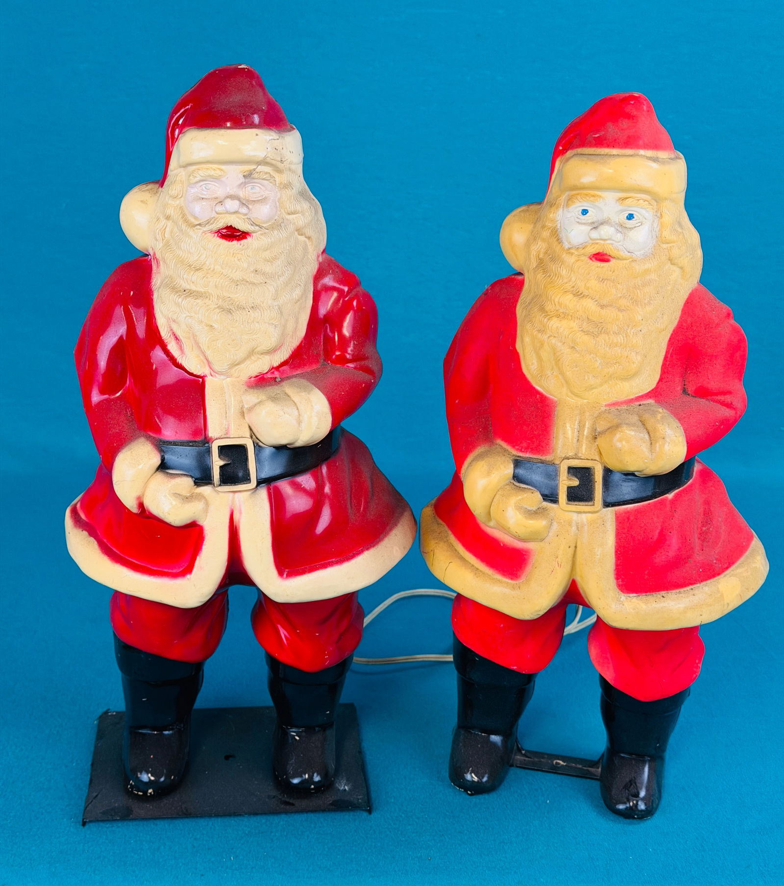 2 16.5" Vtg Hard Plastic Light Up Santa Figures (1 of 3)