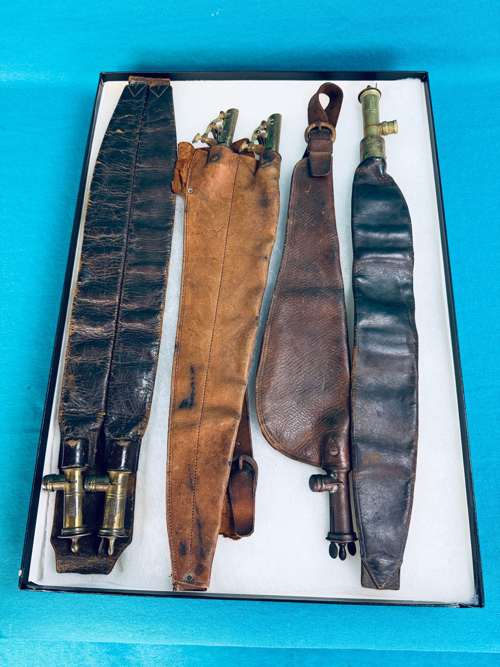 4 Antique Shotgun Loading Leather & Brass Belts (1 of 9)