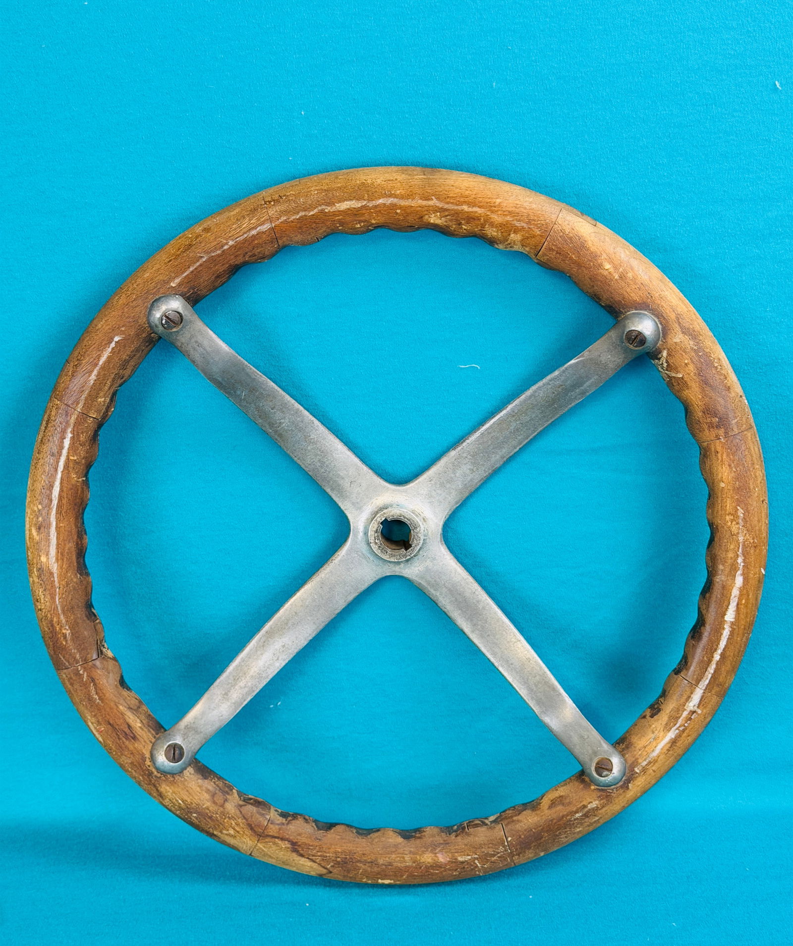 Vintage Wood & Aluminum Steering Wheel (1 of 3)
