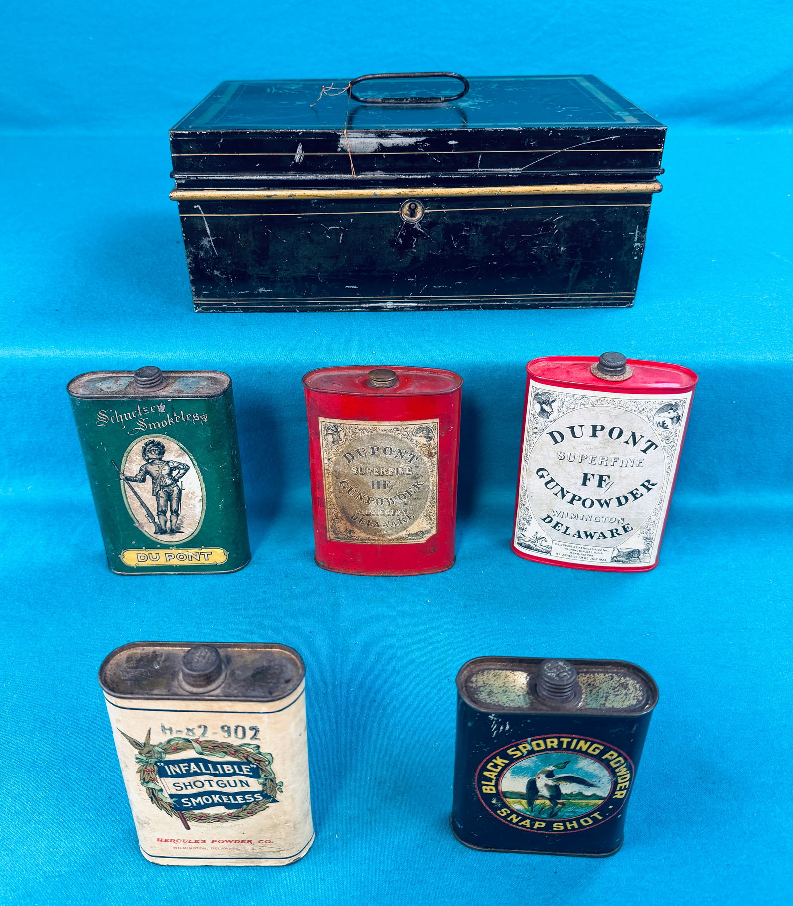 Lot 5 Antique Gun Powder Advertising Tins Etc (1 of 11)
