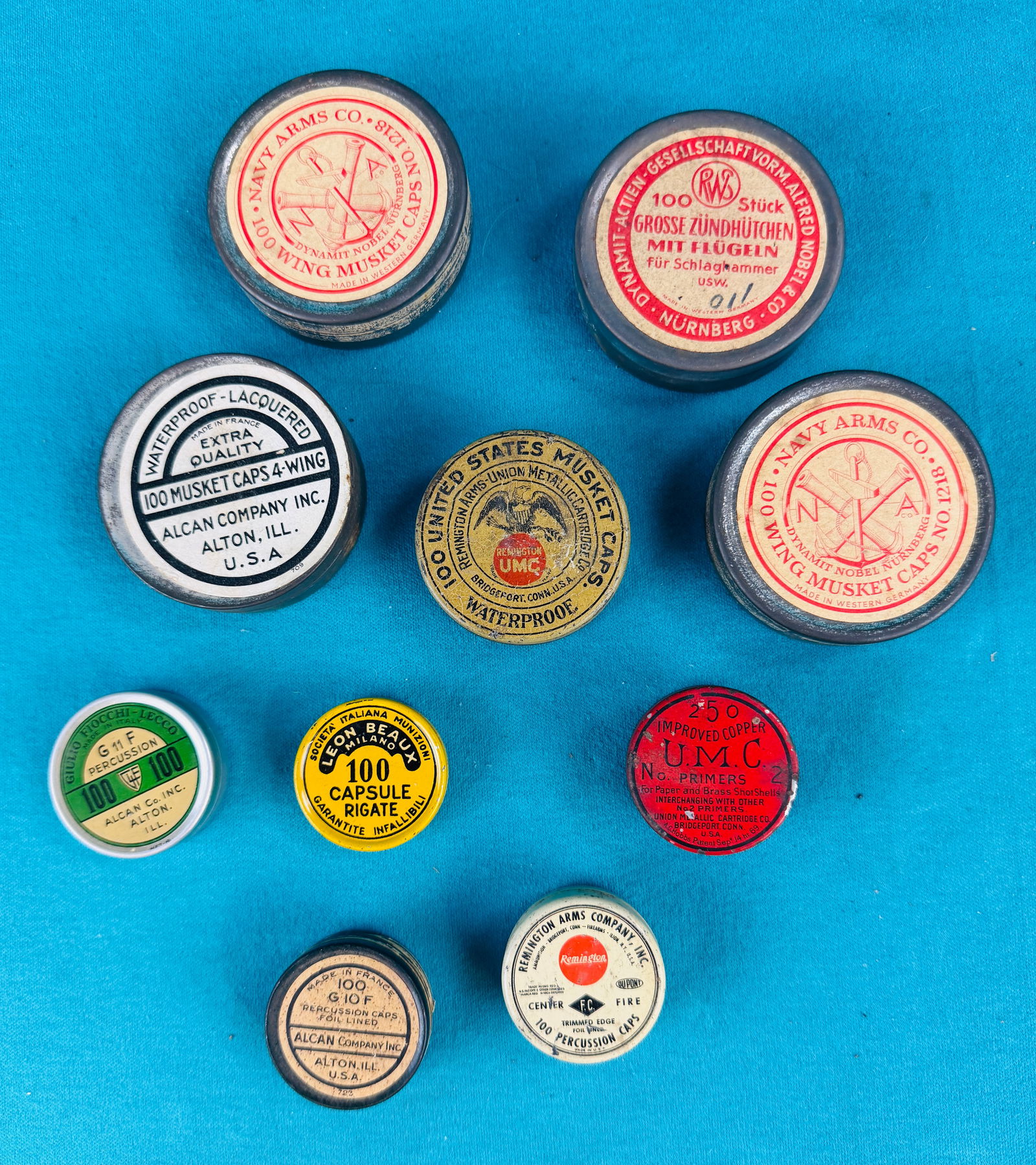 Lot Antique & Vintage Percussion Cap Tins (1 of 3)