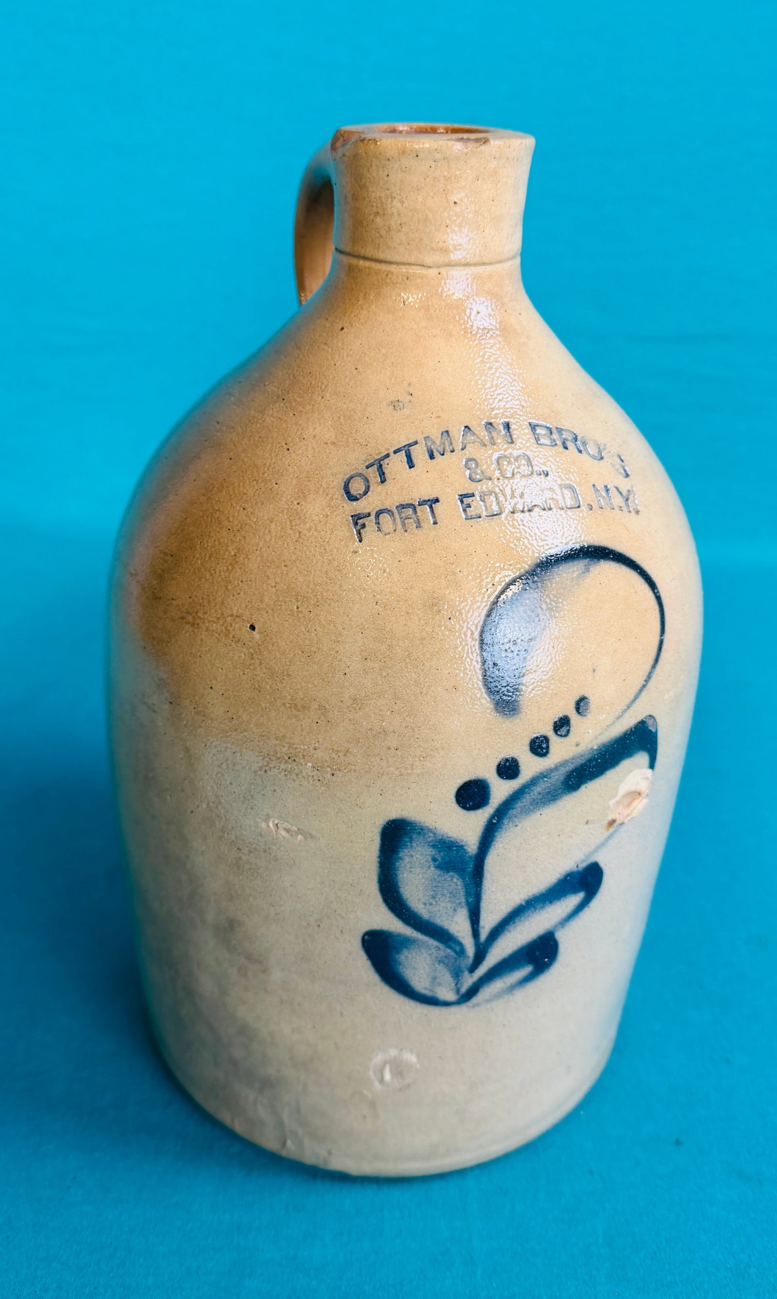 Blue Decorated Ottman Bros Ft Edward Jug (1 of 7)