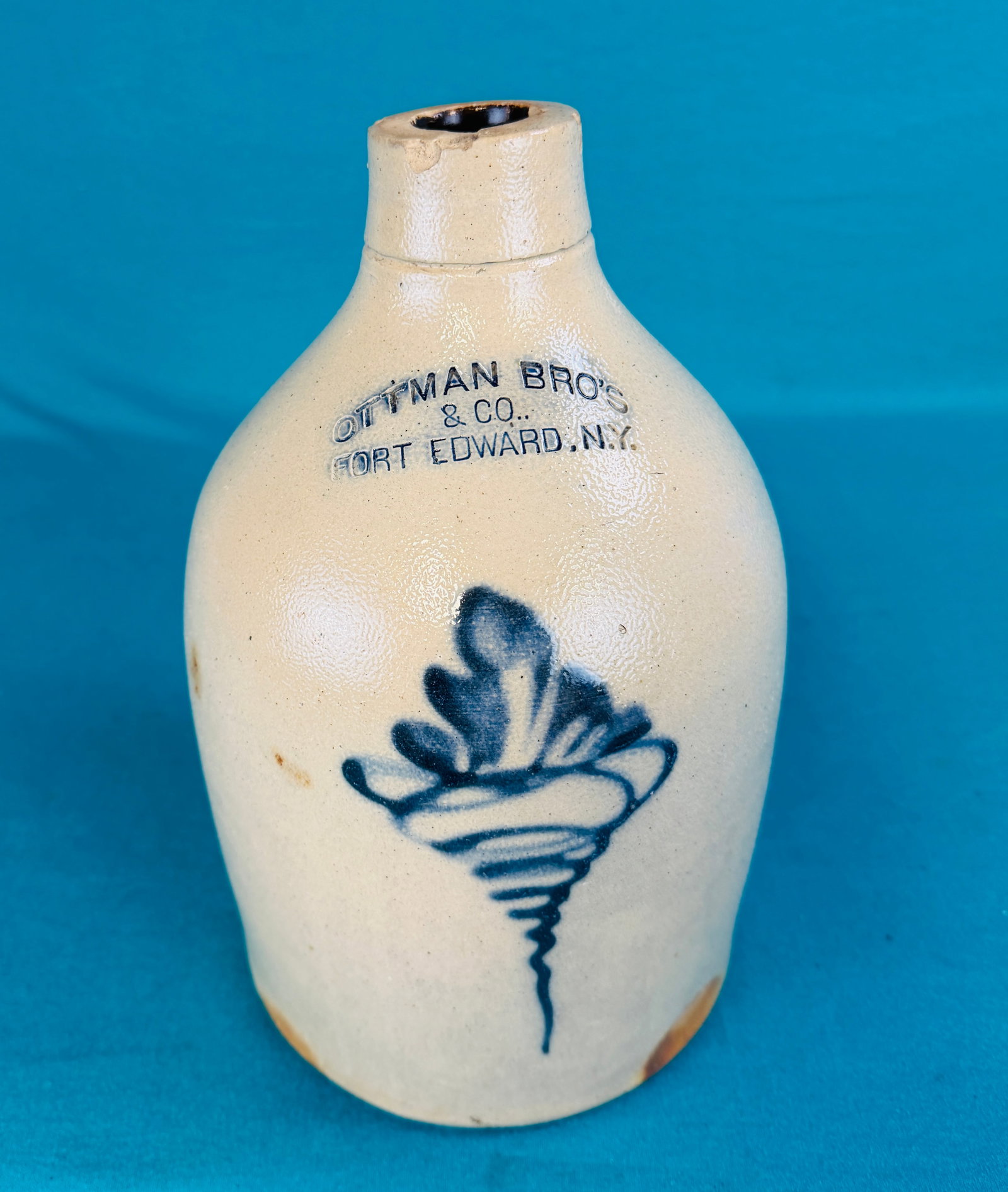 Blue Decorated Ottman Bros Ft Edward Jug (1 of 7)
