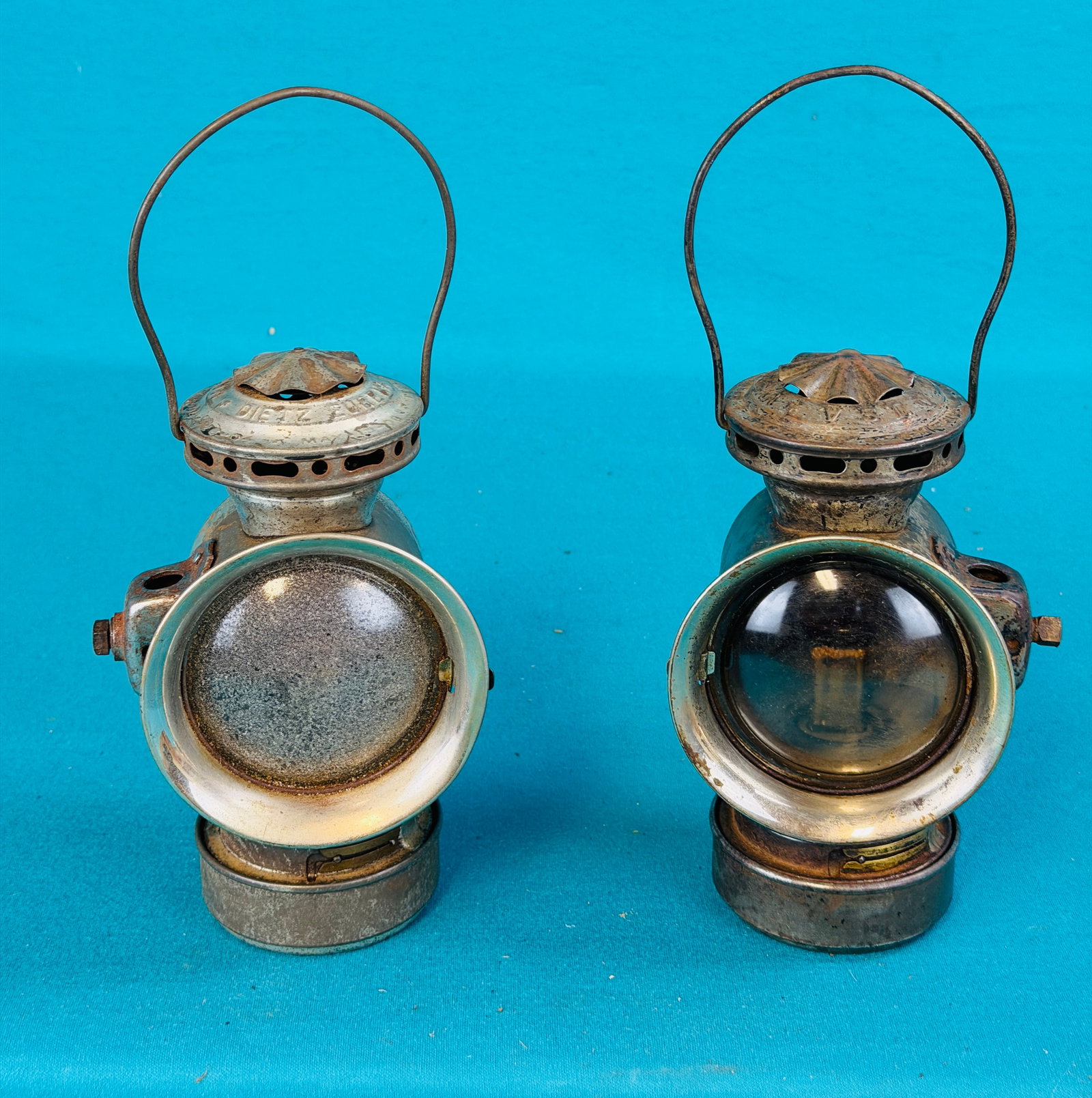 Pair Early Dietz Eureka Buggy / Carriage Lamps (1 of 11)