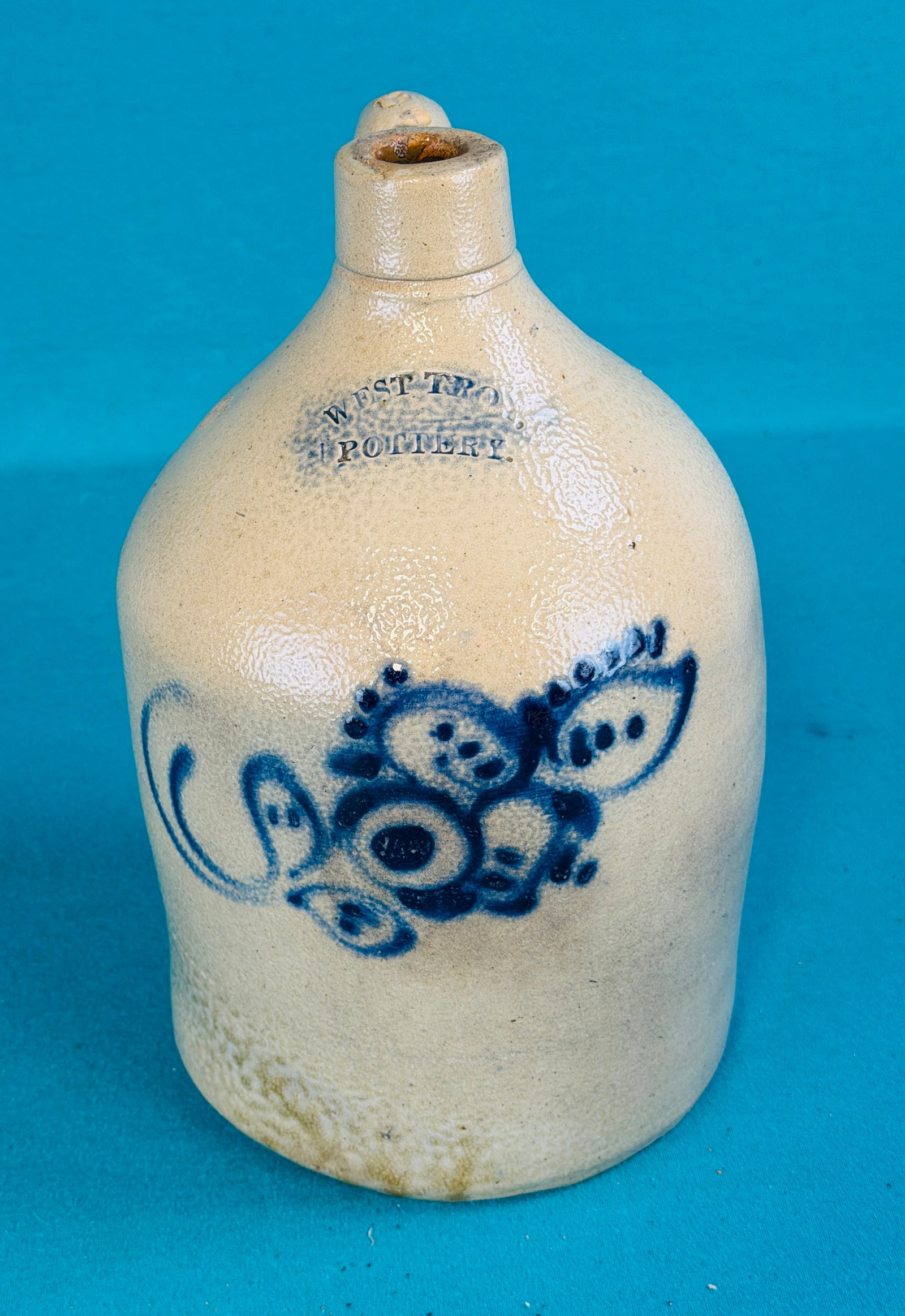 Blue Decorated West Troy Pottery Stoneware Jug (1 of 8)