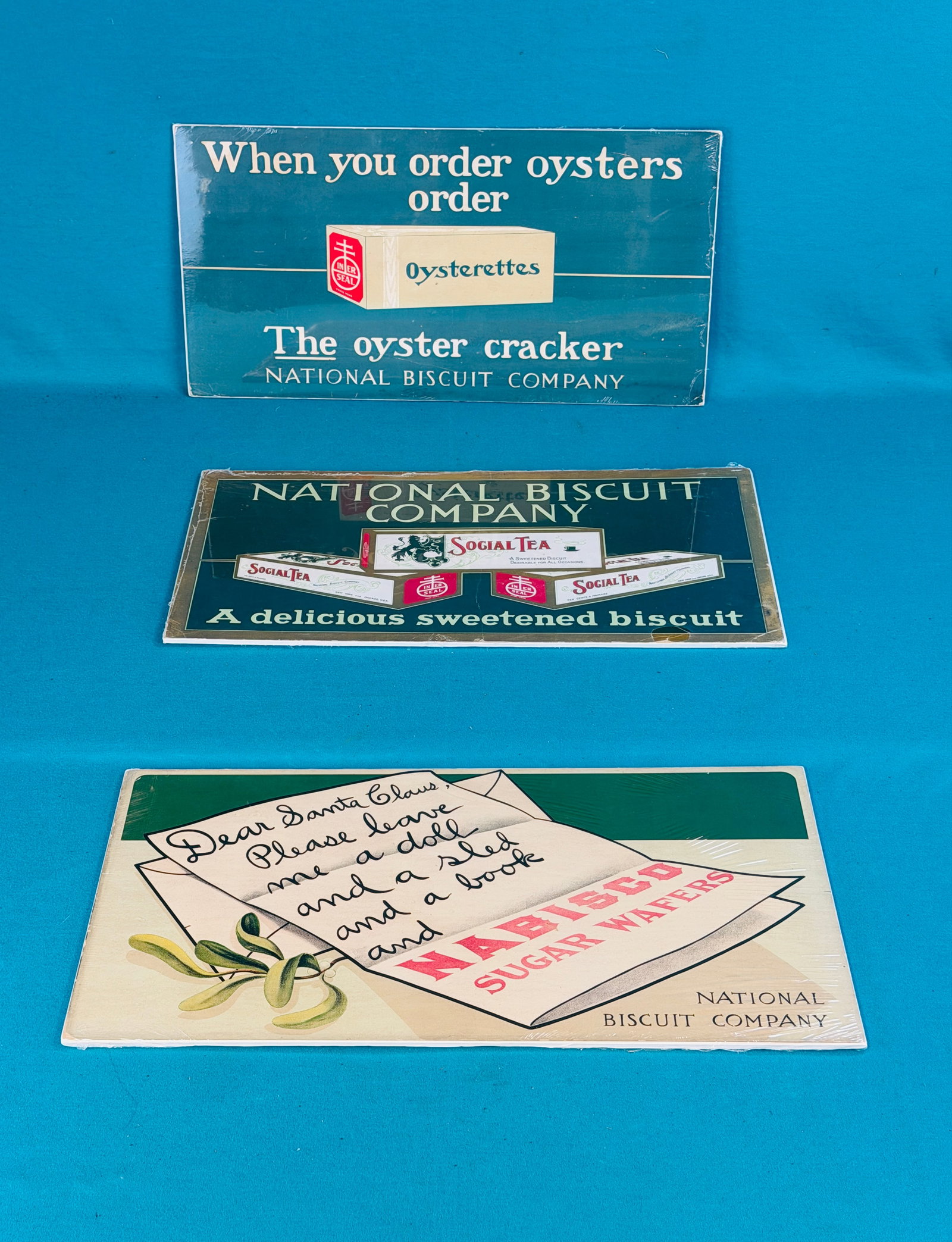 Lot 3 Circa 1910 Advertising Trolley Card Signs (1 of 3)