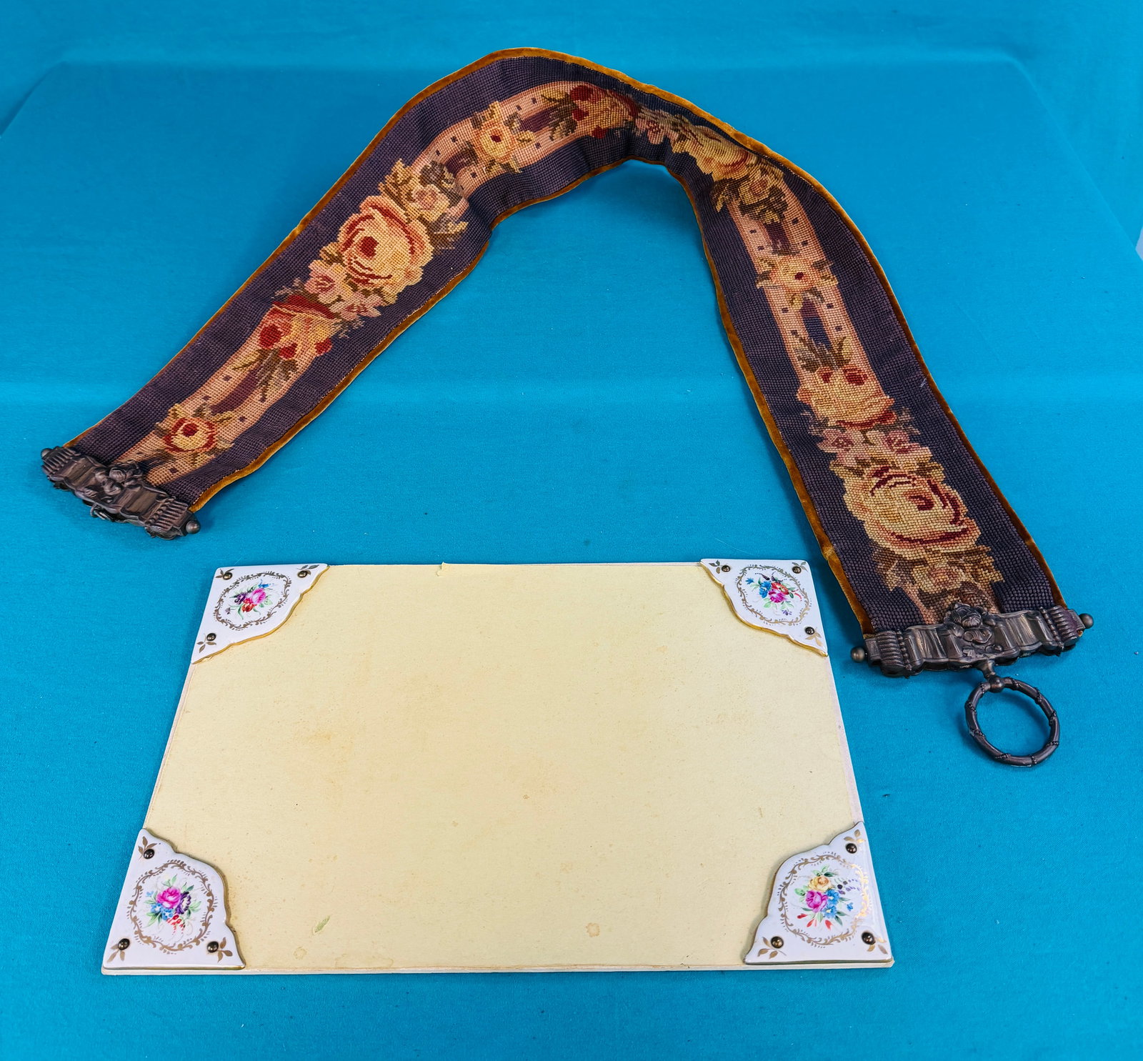 Antique Desk Blotter And Bell Pull (1 of 2)