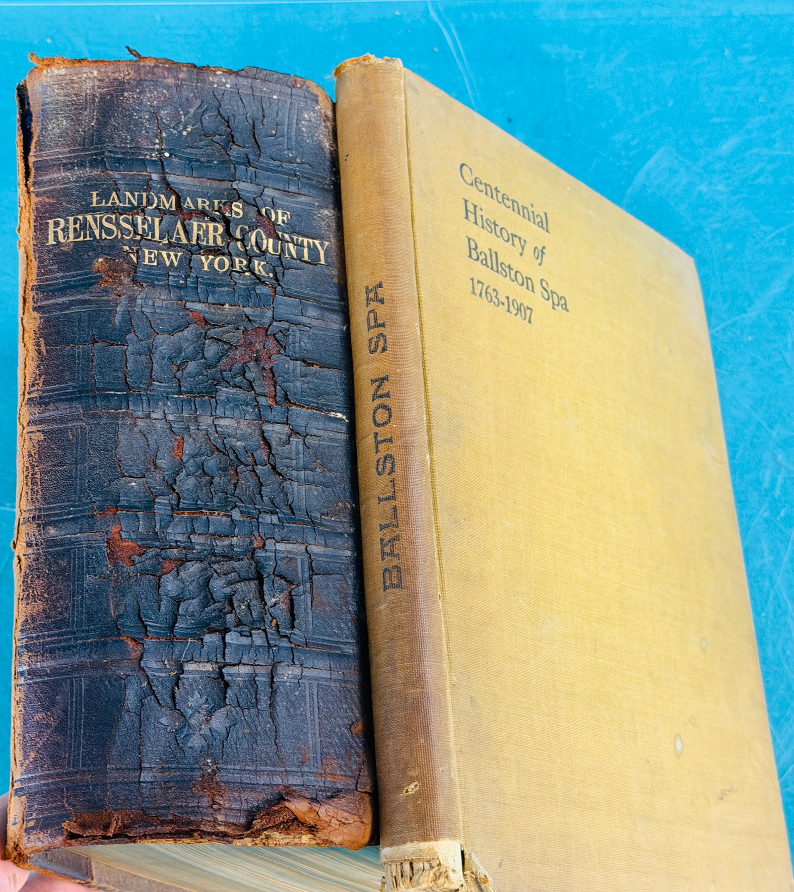 Capital Region History Related Books: Lot of two books one of which is titled "Landmarks Of Rensselaer County" by George Baker Anderson. The second book is titled Centennial History Of Ballston Spa 1763-1907. Condition - Landmarks book fr