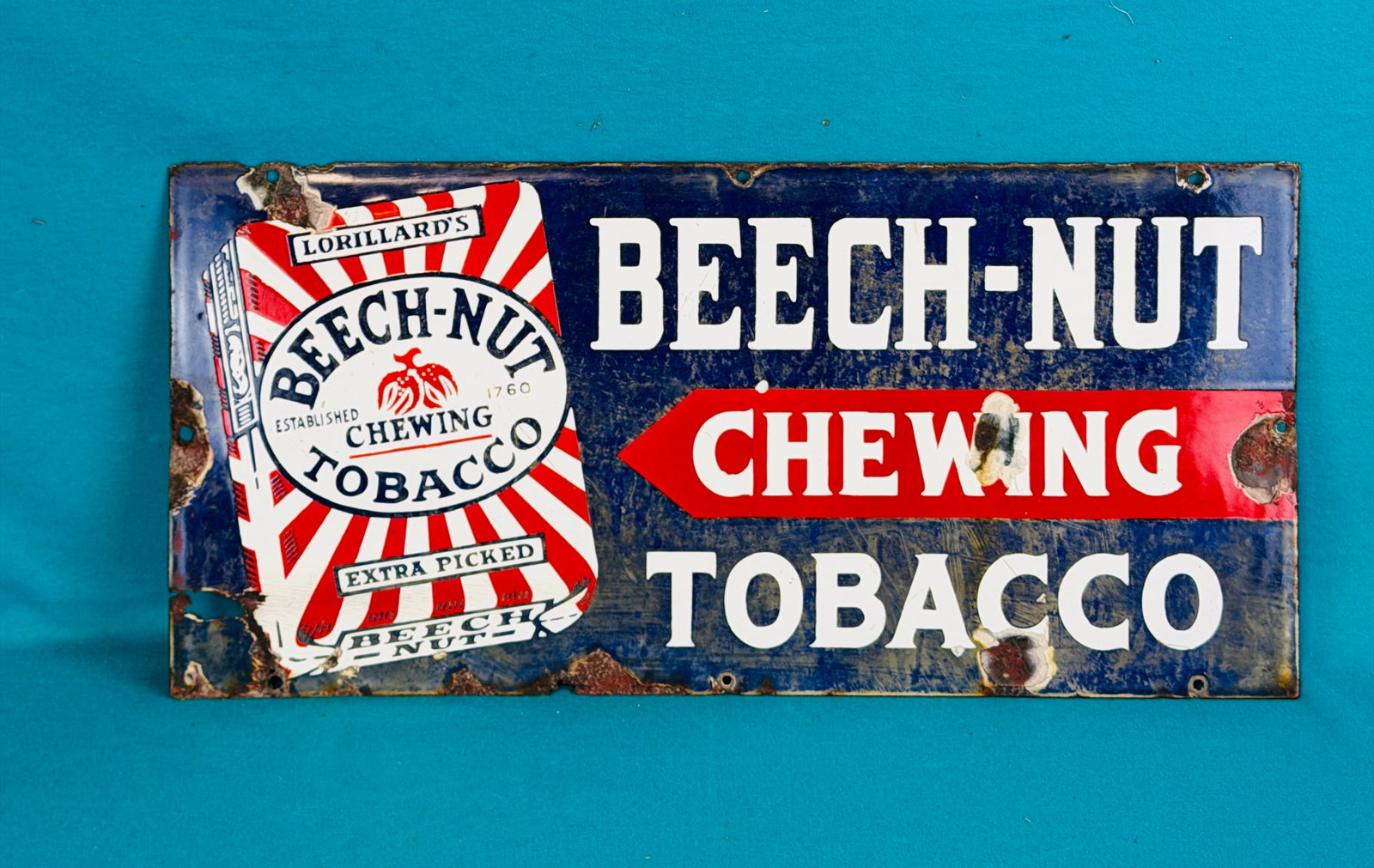 Original Beech-Nut Tobacco Porcelain Sign (1 of 3)