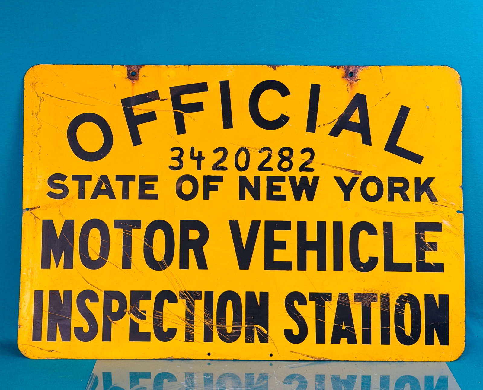 Vintage 36" by 24" Official NYS Inspection Sign (1 of 3)