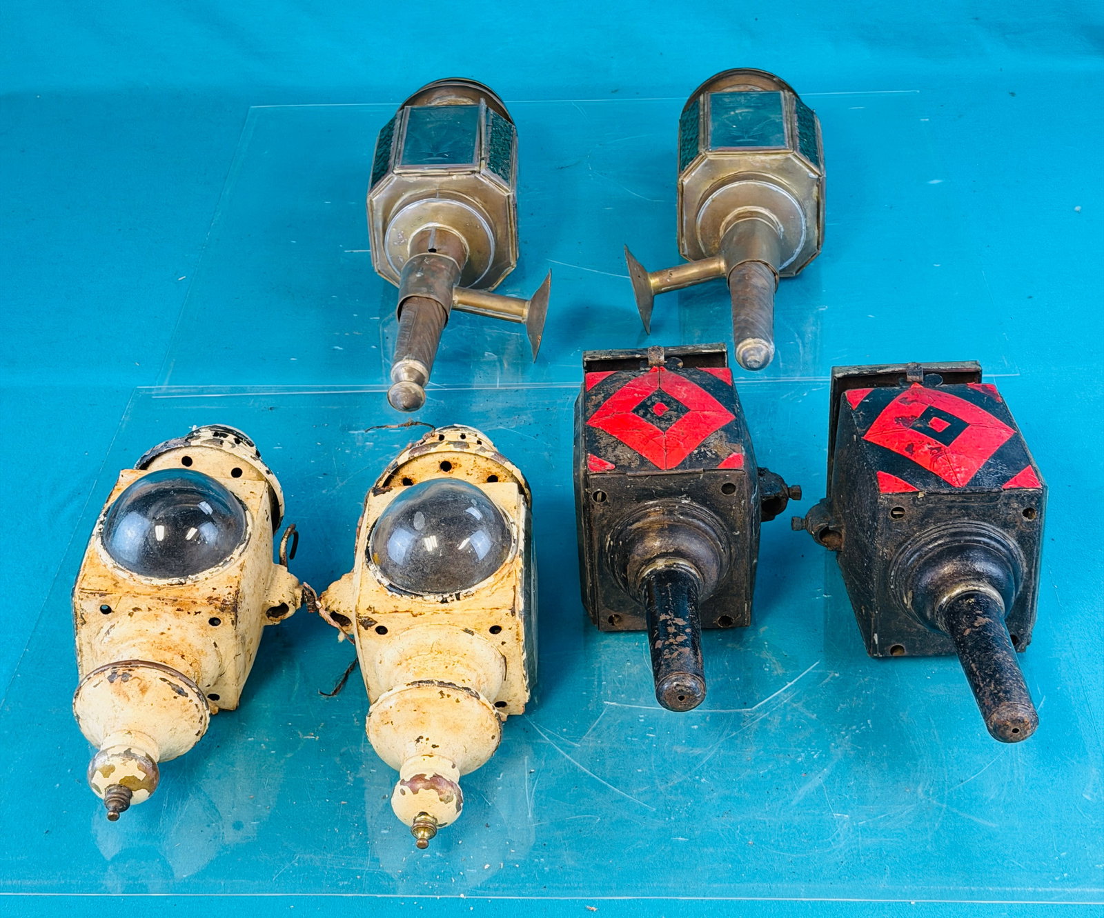Lot 3 PR Antique Carriage Lamps (1 of 10)