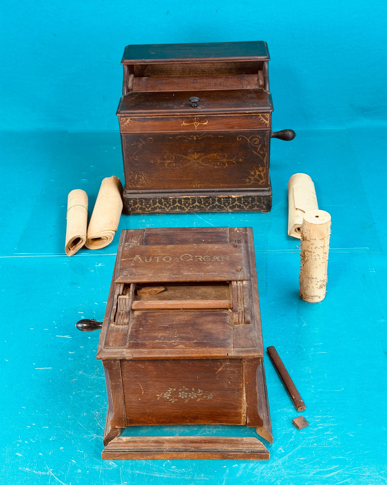 Lot 2 Victorian Walnut Cased Roller Organs (1 of 7)