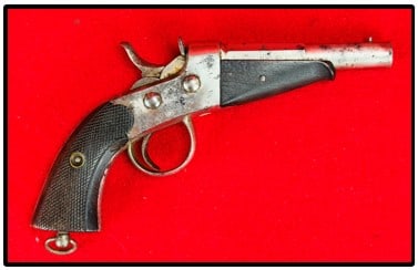 Belgian Rolling Block Small Pistol: Belgian rolling block small pistol in mechanically working condition. Condition - Very Good.