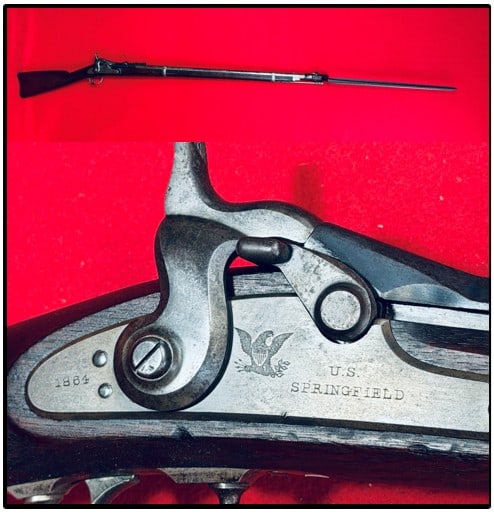 Springfield Model 1870 Cadet Rifle w Bayonet: Springfield Model 1870 trapdoor breechblock cadet rifle with bayonet. Rifle is 50-70 caliber and is equipped with a approximately 29 1/2" barrel and is serial number 743 and functions mechanically as 