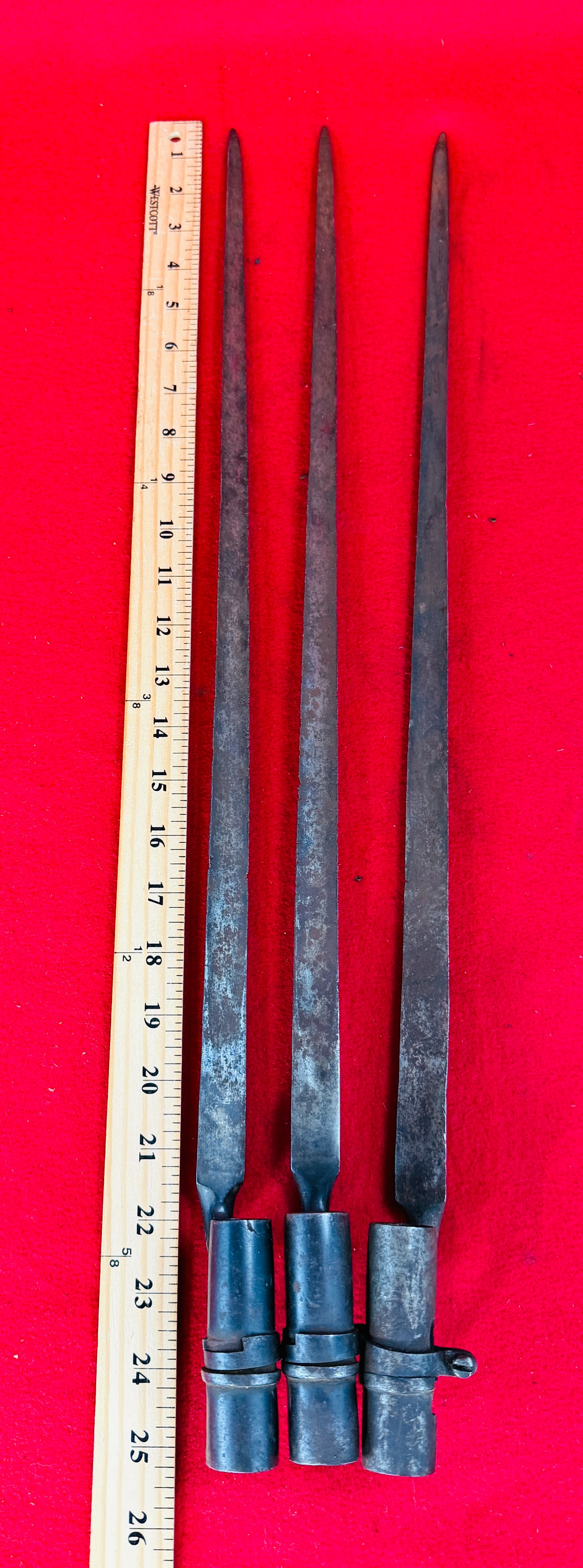 Lot 3 Triangular Socket Bayonets w Locking Rings - 6