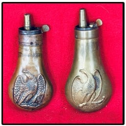 Lot 2 Eagle Motif Pistol Size Powder Flasks (1 of 5)