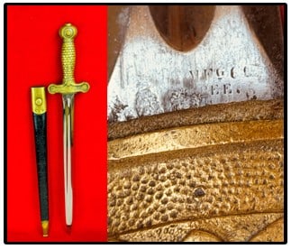 Ames Model 1871 USN Short Sword w Scabbard: Ames model 1871 United States Navy short sword with a double edged straight blade which measures approximately 20" and the sword has a overall length of approximately 26". Sword is stamped on one side