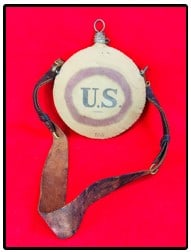 1916 R.I.A. United States Forest Service Canteen w Sling: Dated 1916 Rock Island Arsenal made canteen and leather shoulder sling made and marked by the United States Forest Service who were deployed early in World War One in France. Canteen is complete with 