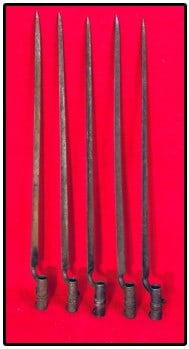 Lot 5 19th C Bayonets w Locking Rings: Lot of five American Civil War or earlier bayonets each complete with its locking ring. Condition - varies as shown with some surface oxidation to some. Two Feathers will offer our in-house shipping o