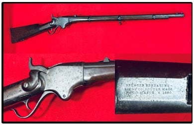 Spencer Three Band Sniper Rifle: Spencer three band sniper rifle which mechanically functions as it should with a barrel approximately 28 1/4". The overall condition of this scarce sniper rifle is good. A very tough Spencer to find.