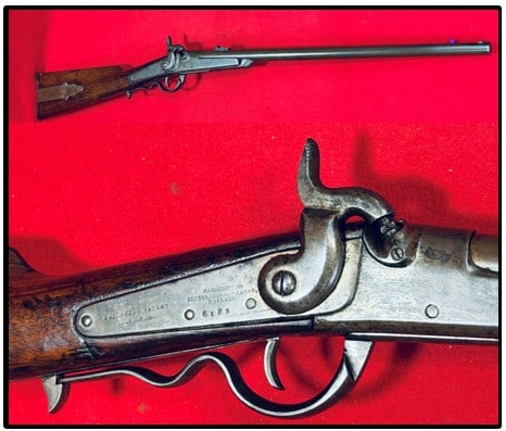 Patented 1860 Gallager Civil War SR Carbine: Patent 1860 Gallager Civil War saddle ring carbine in .50 caliber which was manufactured by Richardson & Overman of Philadelphia. Carbine is serial number 6183 with a approximately 22" long barrel and