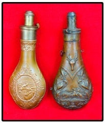 Lot 2 Copper / Brass Powder Flasks (1 of 3)