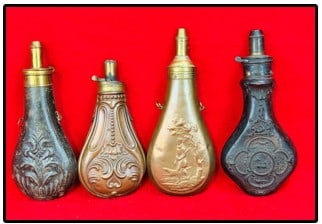Lot 4 Antique Powder Flasks (1 of 3)