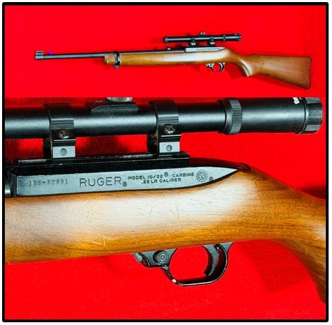 Ruger 10/22 Carbine In .22 Caliber LR w Scope: Ruger 10/22 Carbine in .22 LR caliber which is serial number 128-92891. Carbine comes with an attached Tasco RF4X15 scope. Condition - carbine mechanically functions as it should and is in very good c