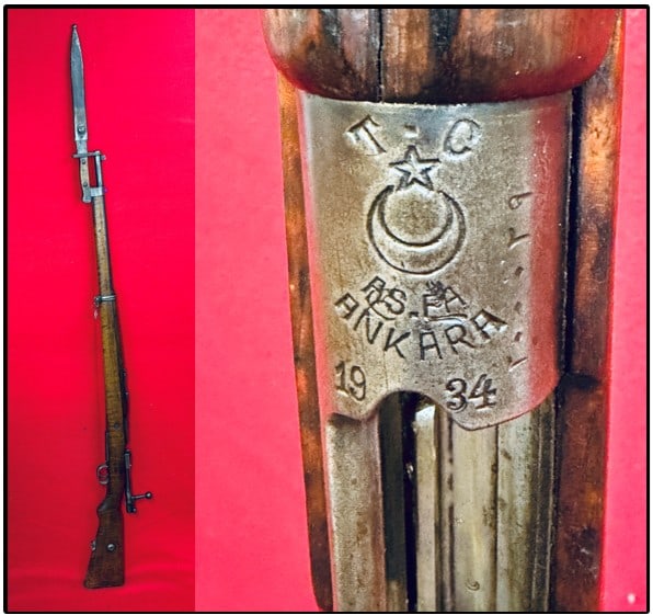 1893 Turkish 8mm Mauser w Bayonet: 1893 Turkish Mauser in .88mm caliber with bayonet which is serial number 8878. Rifle mechanically functions as it should and would be rated in good overall condition.