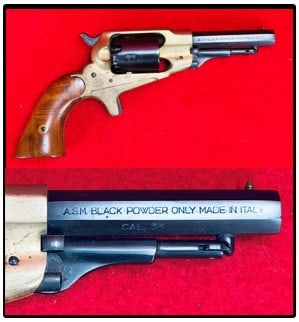 A.S.M. Connecticut Valley Arms Revolver: Replica of a percussion revolver which was made by Armi San Marco in Italy and retailed by Connecticut Valley Arms in .31 caliber. Revolver functions mechanically as it should and carries no serial nu
