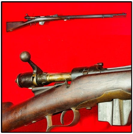 Dutch Beaumont Vitali Model 1871/88 Rifle: Dutch Beaumont Vitali Model 1871 / 88 rifle with military bolt action in 11mm. Rifle is marked with three cartouches and the stock has the impressed mark and date of 1889. The rifle itself is dated 18