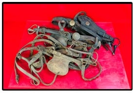 Lot Antique Leather & Brass Horse Hardware (1 of 4)