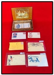 Lot Misc 19th C Ephemera Etc: Interesting lot of 19th century ephemera which includes a 1895-96 Merry Christmas & Happy New Year wooden cigar box, a 1864 marriage certificate for a Genesse County Michigan couple, a Rainbow Tonic B