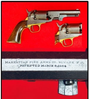 Manhattan Percussion .36 Caliber Revolver: Manhattan Percussion Revolver in .36 caliber which is serial number 47456. Revolver is all original and functions as it should mechanically and is rated to be in good condition.