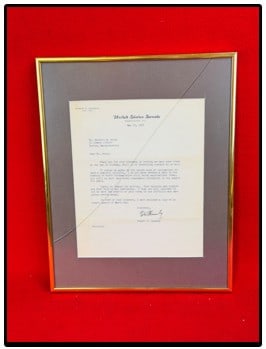 1967 Letter Signed By Robert Kennedy As Senator: TLS (Typed Letter Signed) by Robert F. Kennedy which is in response to a letter written him by the Herbert M Weiss regarding the conduct of the Vietnam War. The letter has been framed as shown and