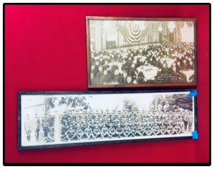 Lot 2 Framed Photos WW1 Regiment & 1919 Victory Dinner Etc.: Lot of two framed photos which include a so called yard long of a World War One US Battalion which is not identified other than the mark of the photographer which is Thompson & Bingham Poughkeepsie