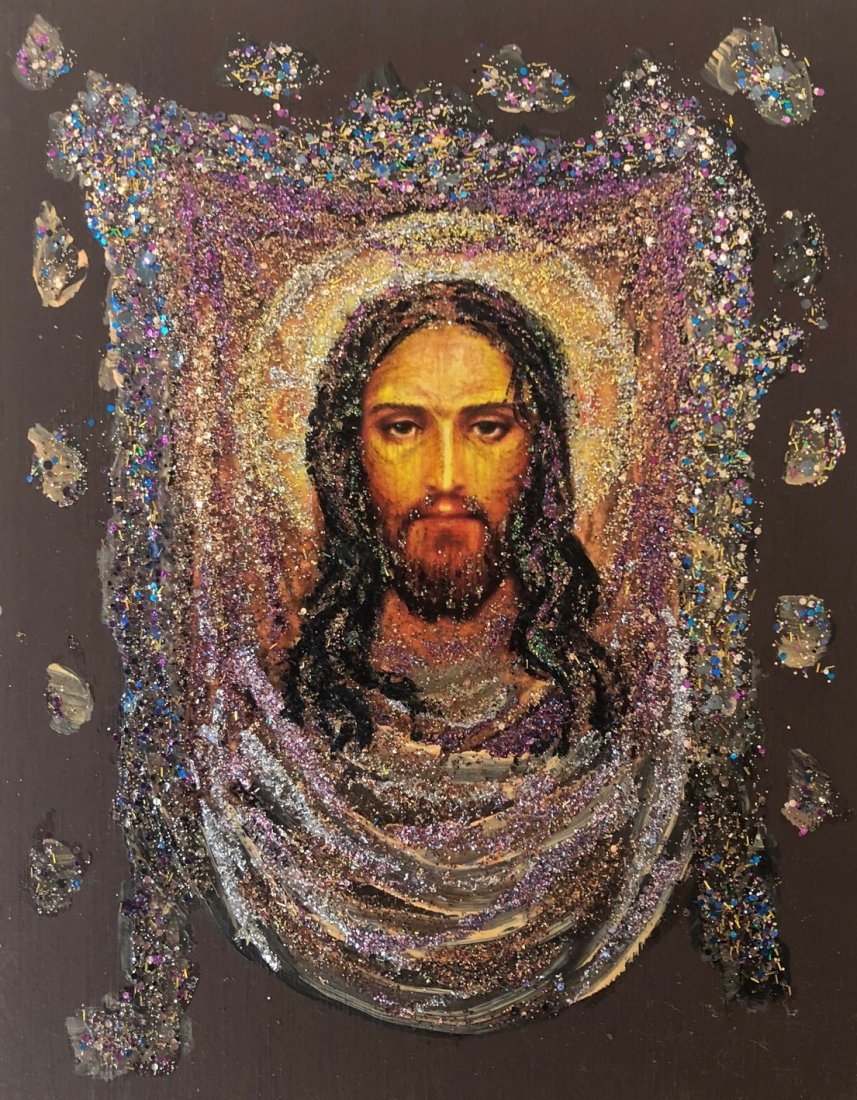 Icon of Jesus of Nazareth: Title: “Jesus Of Nazareth” Measures approx.: 7"x 6" The icon is handmade and hand painted by Alexander and Vera Antanenka. Certificate of Authenticity sign by Artists included.Icon is performed wi